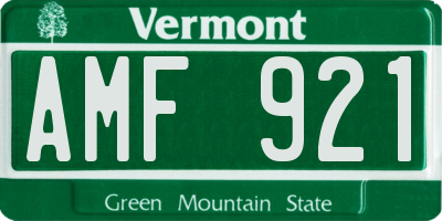VT license plate AMF921