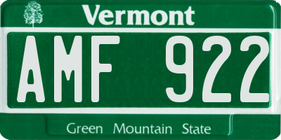VT license plate AMF922