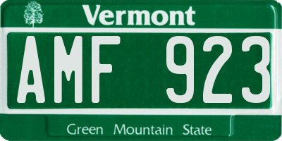 VT license plate AMF923