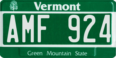 VT license plate AMF924
