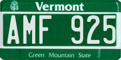 VT license plate AMF925