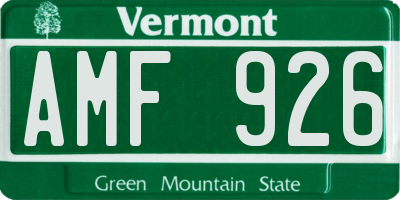 VT license plate AMF926