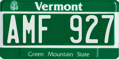 VT license plate AMF927