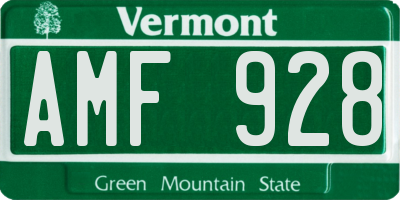 VT license plate AMF928