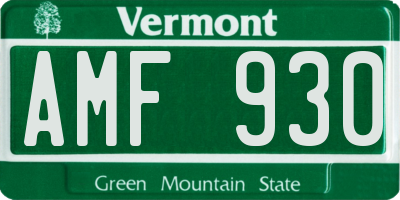 VT license plate AMF930