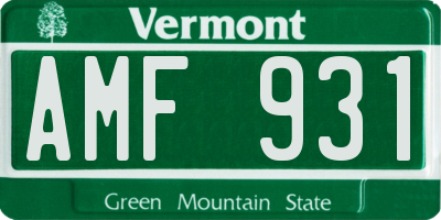 VT license plate AMF931