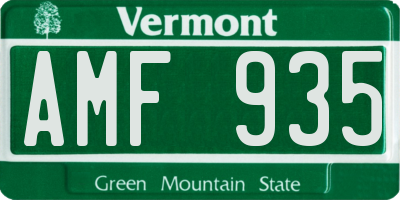 VT license plate AMF935