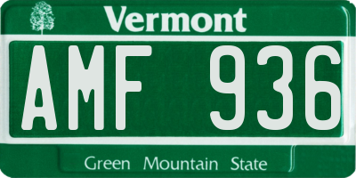 VT license plate AMF936