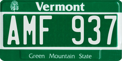 VT license plate AMF937