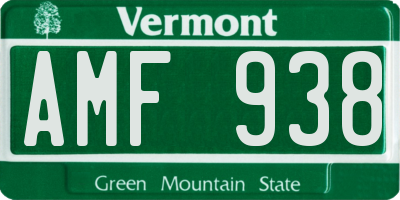 VT license plate AMF938
