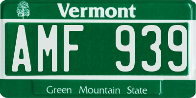 VT license plate AMF939