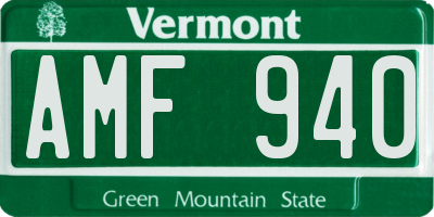 VT license plate AMF940