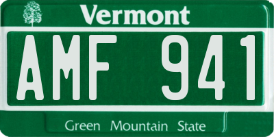 VT license plate AMF941