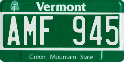 VT license plate AMF945