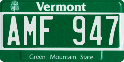 VT license plate AMF947