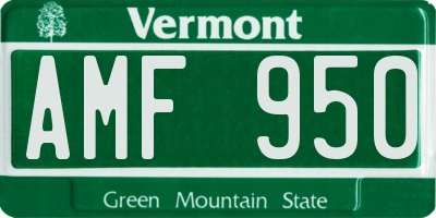 VT license plate AMF950