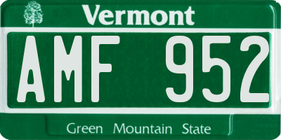 VT license plate AMF952