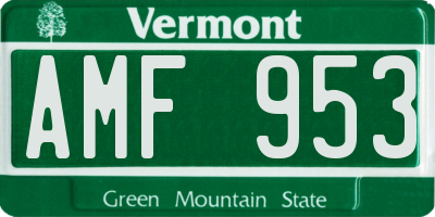 VT license plate AMF953