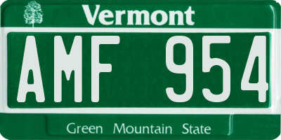 VT license plate AMF954