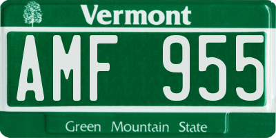 VT license plate AMF955