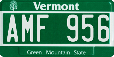 VT license plate AMF956