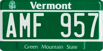 VT license plate AMF957