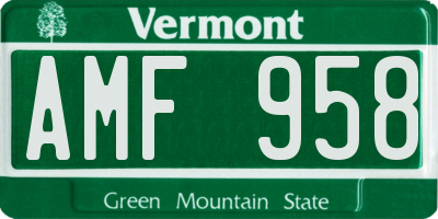 VT license plate AMF958