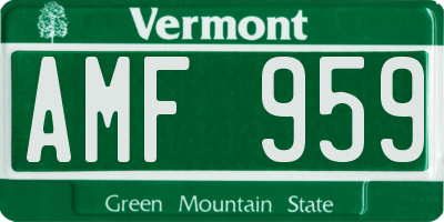 VT license plate AMF959