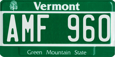 VT license plate AMF960