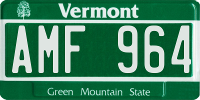 VT license plate AMF964