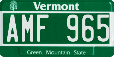 VT license plate AMF965