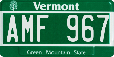 VT license plate AMF967