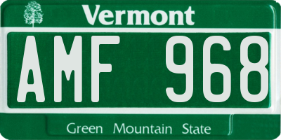 VT license plate AMF968