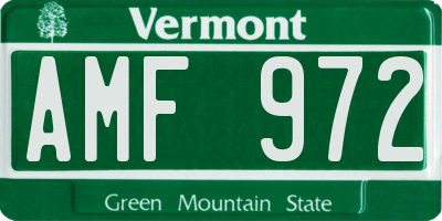 VT license plate AMF972