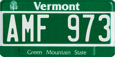VT license plate AMF973