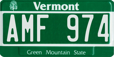VT license plate AMF974