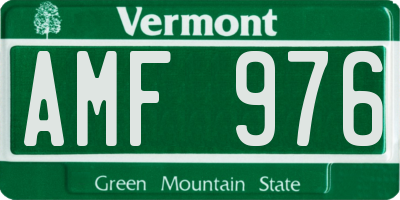 VT license plate AMF976