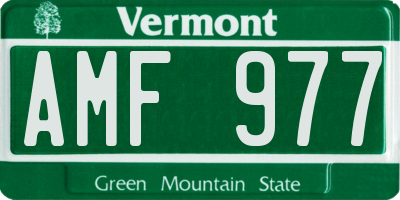 VT license plate AMF977