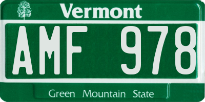VT license plate AMF978