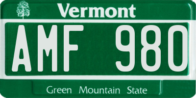 VT license plate AMF980