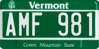 VT license plate AMF981