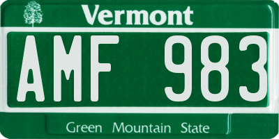 VT license plate AMF983