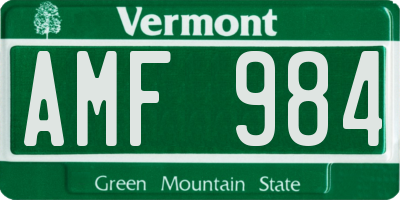 VT license plate AMF984
