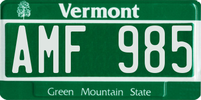 VT license plate AMF985