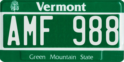 VT license plate AMF988