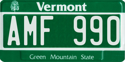VT license plate AMF990