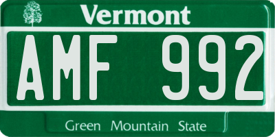 VT license plate AMF992