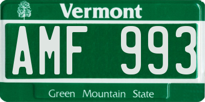 VT license plate AMF993