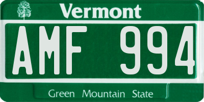 VT license plate AMF994