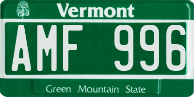 VT license plate AMF996